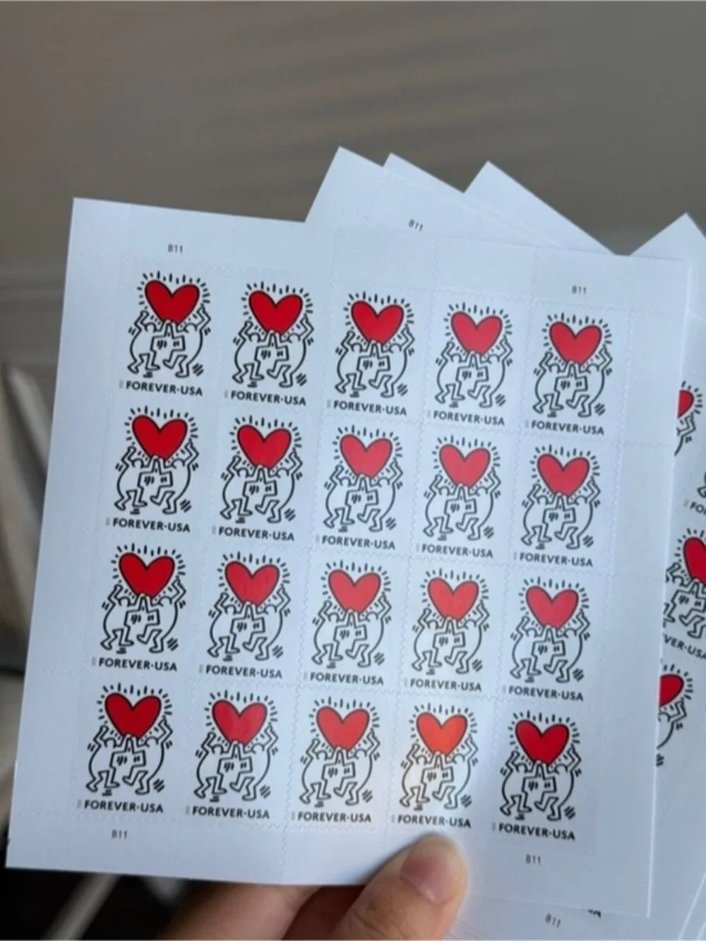 Heart Design Forever USA Postage Stickers - White with Red Heart 10 sheets of 20